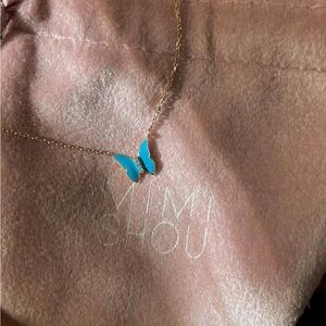 Butterfly 14k Rose Gold Necklace with Pavé Diamonds